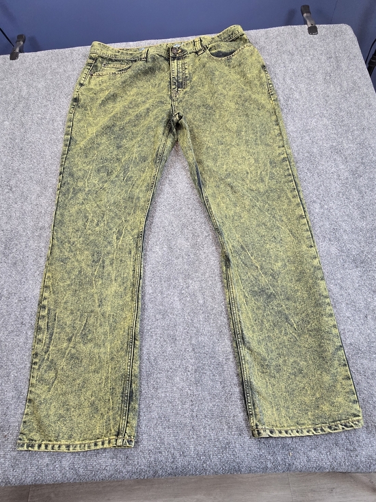 Black Smith Other - Black Smith Jeans Mens 40x32 Yellow Acid Wash Slim Straight Denim Jeans Vintage